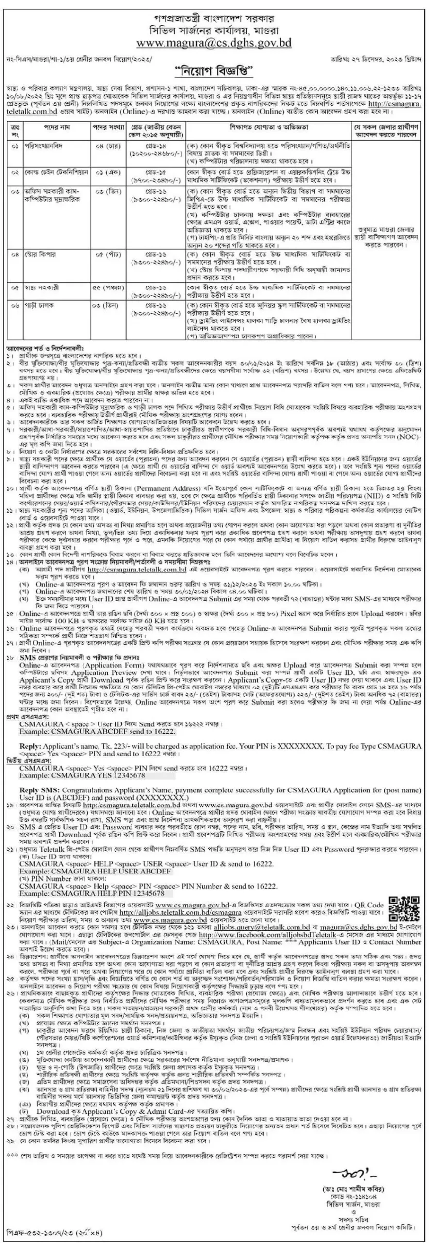মাগুরা সিভিল সার্জন কার্যালয় নিয়োগ বিজ্ঞপ্তি ২০২৩ 1 scaled