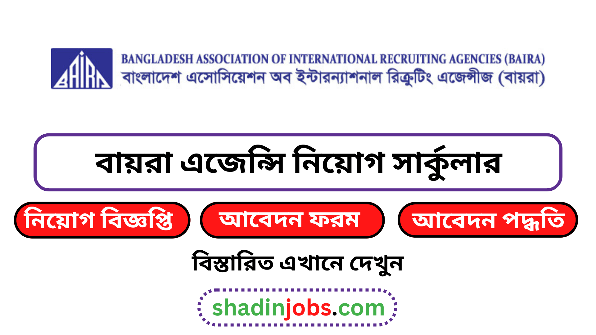 বায়রা এজেন্সি নিয়োগ বিজ্ঞপ্তি ২০২৬
