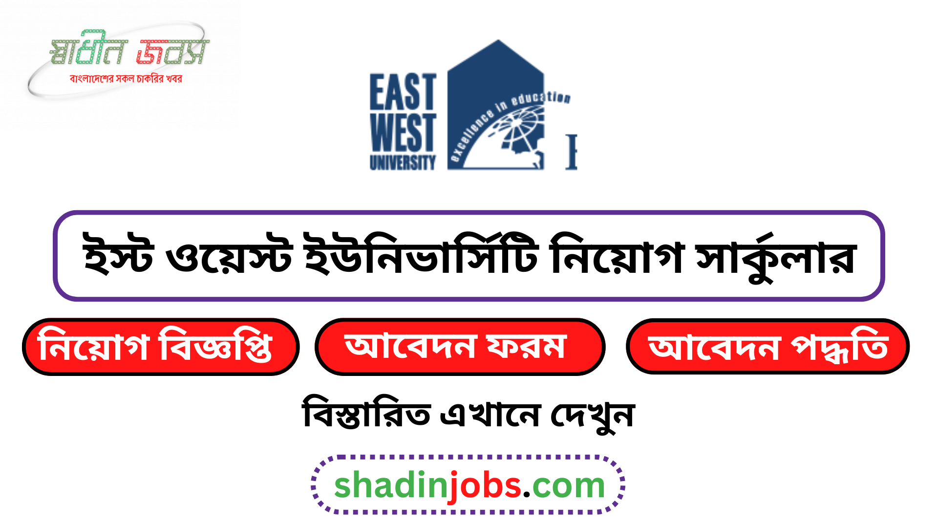 ইস্ট ওয়েস্ট ইউনিভার্সিটি নিয়োগ বিজ্ঞপ্তি ২০২৬