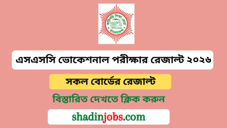 এসএসসি ভোকেশনাল পরীক্ষার রেজাল্ট ২০২৬